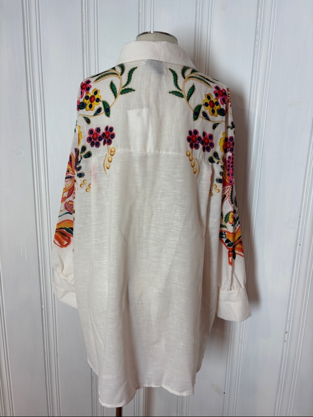 NWT INTUITION Paris Oversized High-Low Botanical Print Button-Up Shirt - M/L - Picture 3 of 9